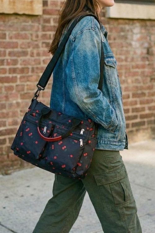 Black Cherry Messenger Bag for Pin Display