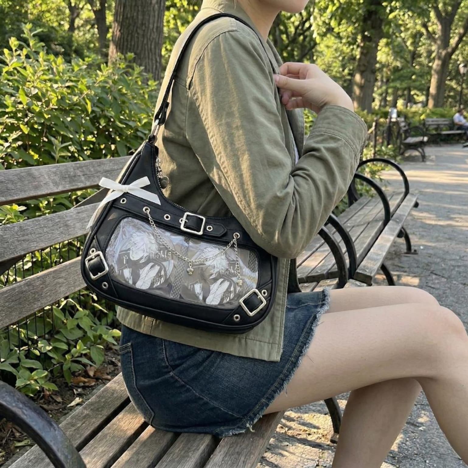 Black Convertible Ita Bag with Clear Window for Photocards and Pins Black Convertible Ita Bag with Clear Window for Photocards and Pins