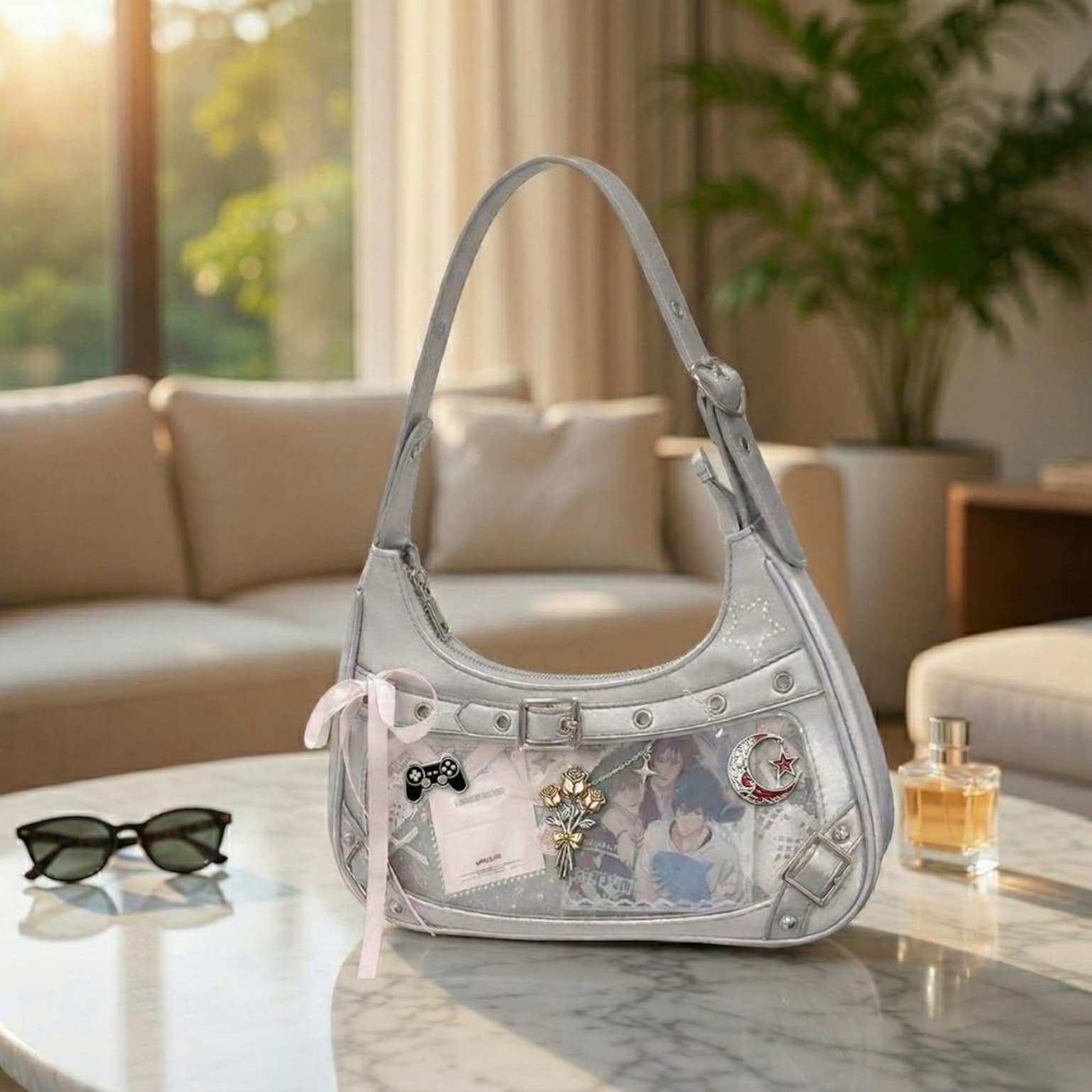 Black Convertible Ita Bag with Clear Window for Photocards and Pins Black Convertible Ita Bag with Clear Window for Photocards and Pins