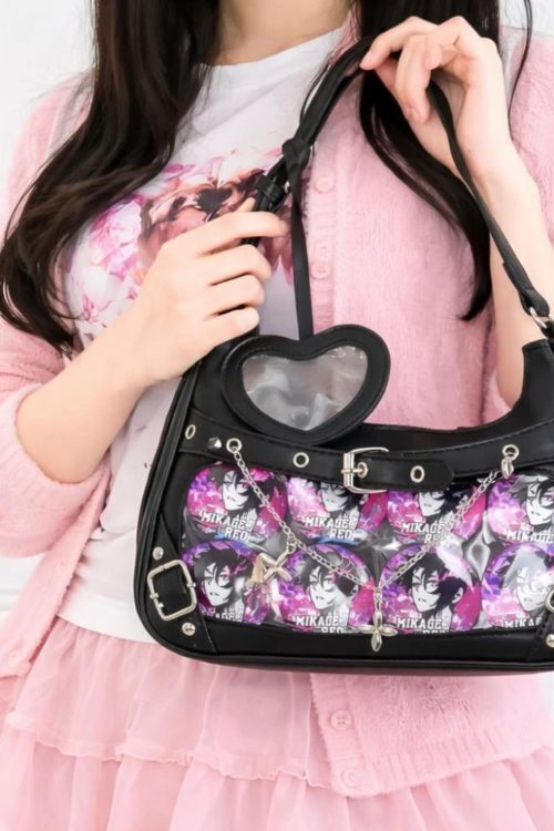 Black Convertible Ita Bag with Clear Window for Photocards and Pins