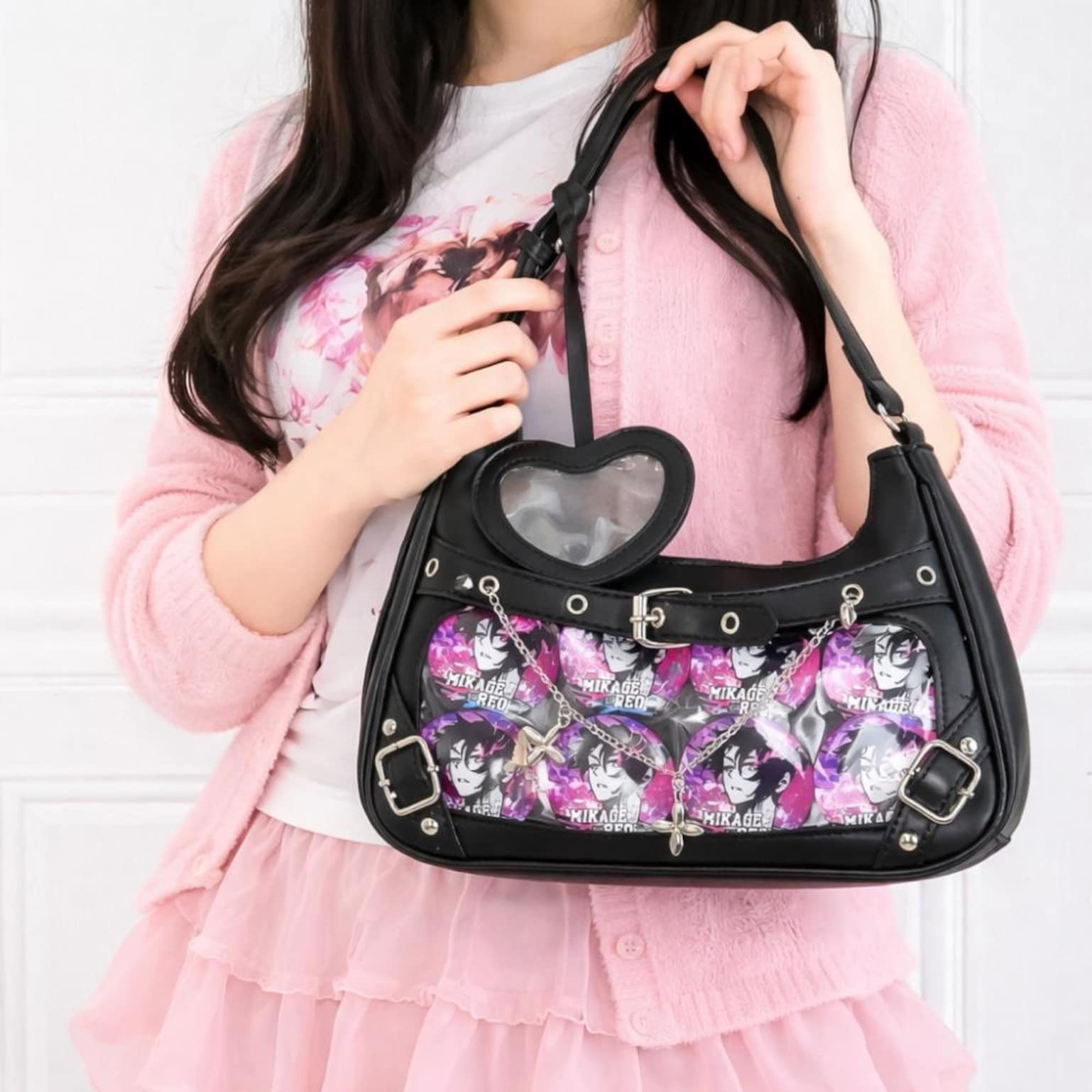 Black Convertible Ita Bag with Clear Window for Photocards and Pins Black Convertible Ita Bag with Clear Window for Photocards and Pins