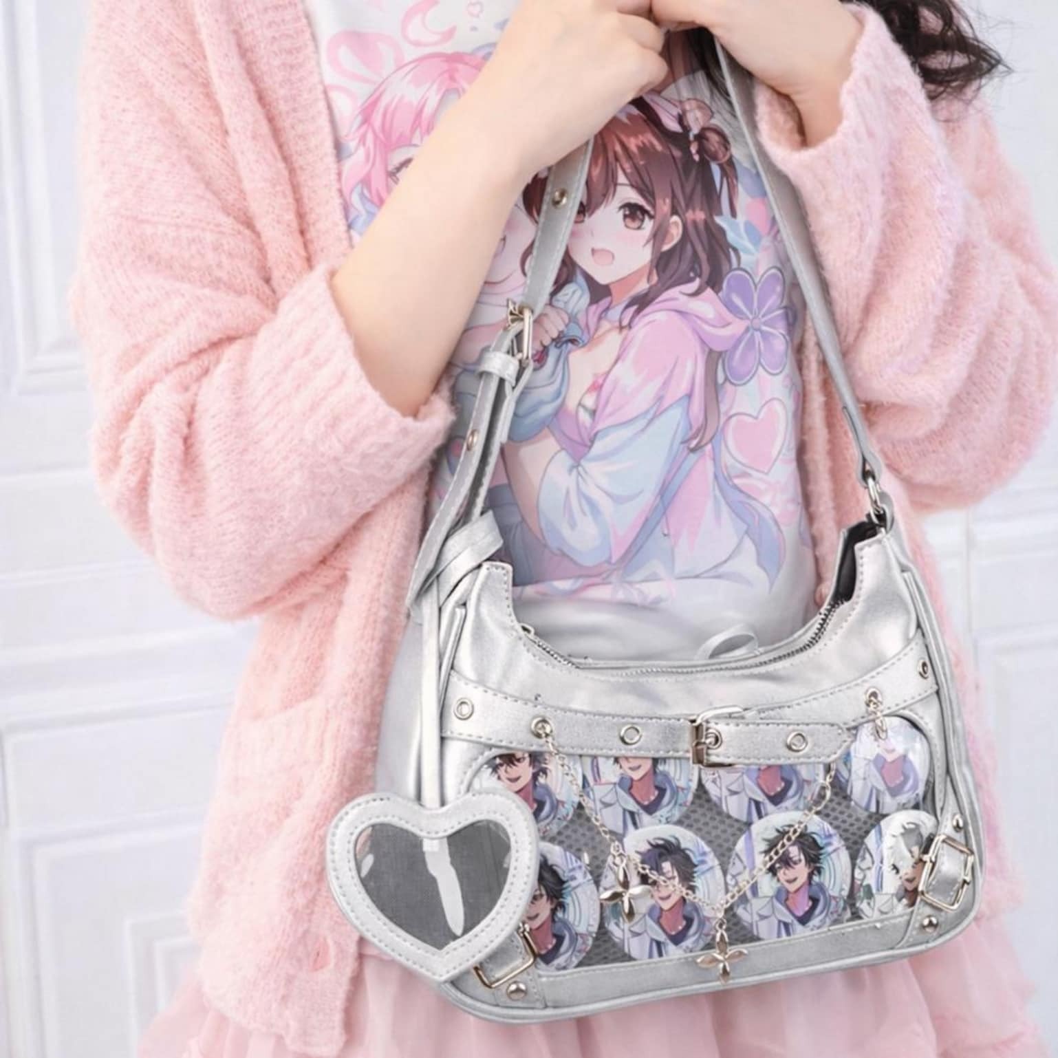 Black Convertible Ita Bag with Clear Window for Photocards and Pins Black Convertible Ita Bag with Clear Window for Photocards and Pins