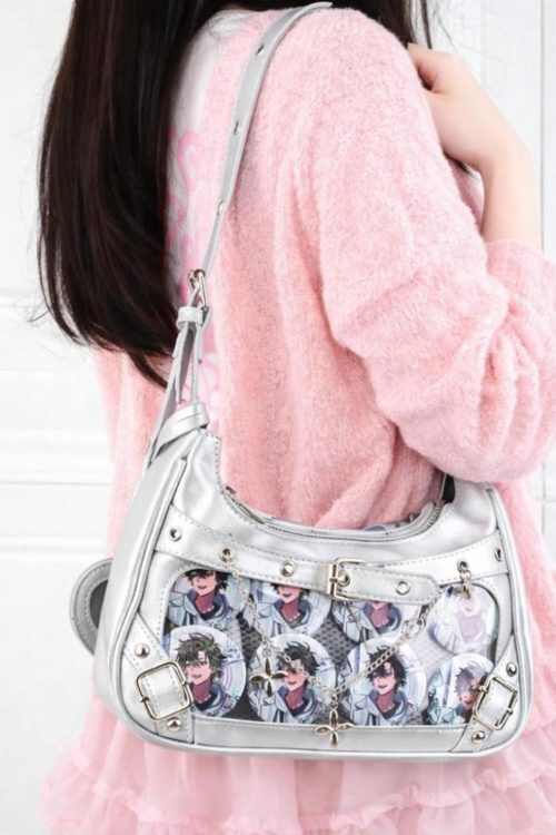 Black Convertible Ita Bag with Clear Window for Photocards and Pins
