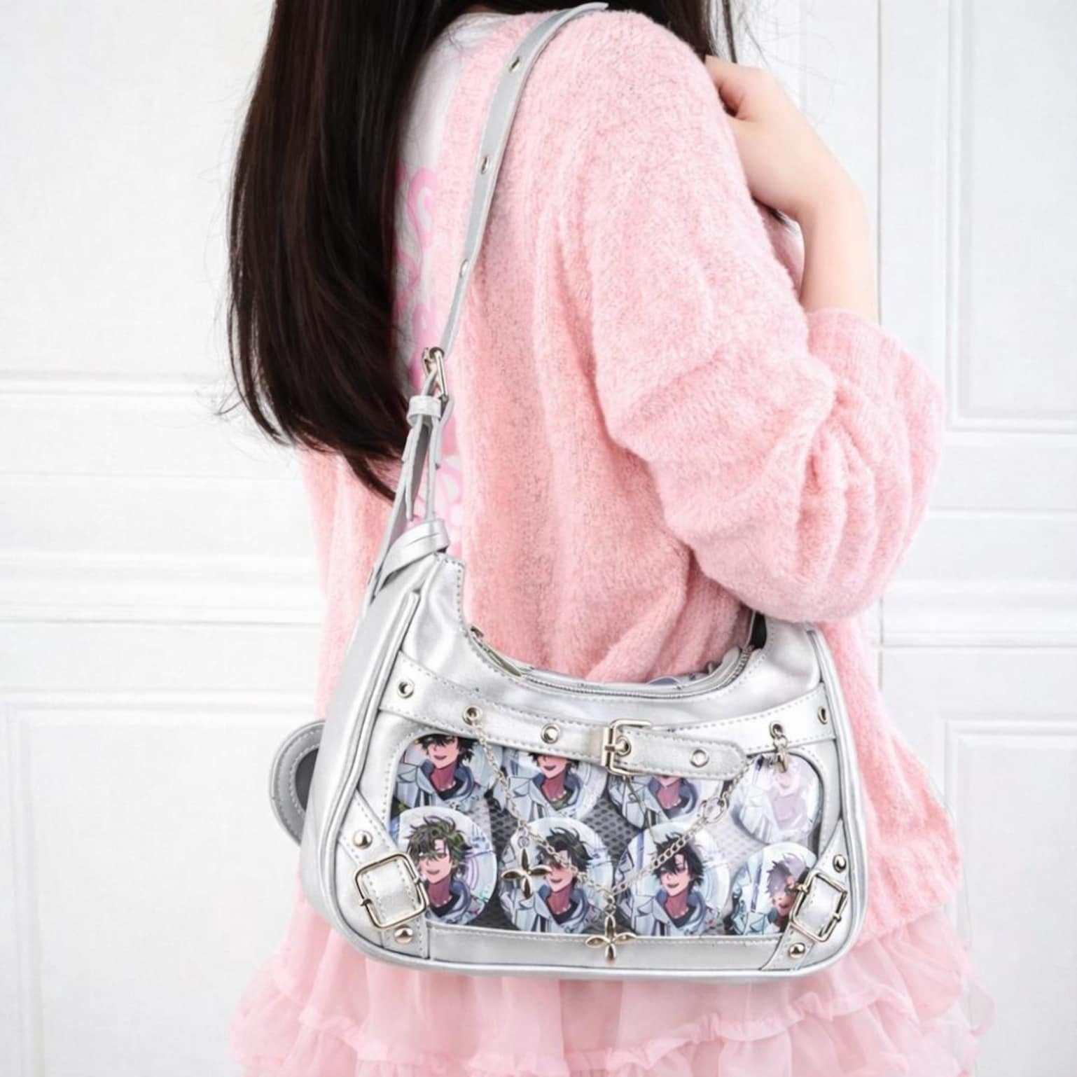 Black Convertible Ita Bag with Clear Window for Photocards and Pins Black Convertible Ita Bag with Clear Window for Photocards and Pins
