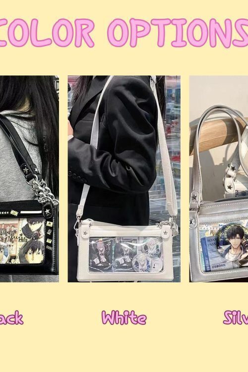 Black Convertible Ita Bag with Clear Window for Pin Display
