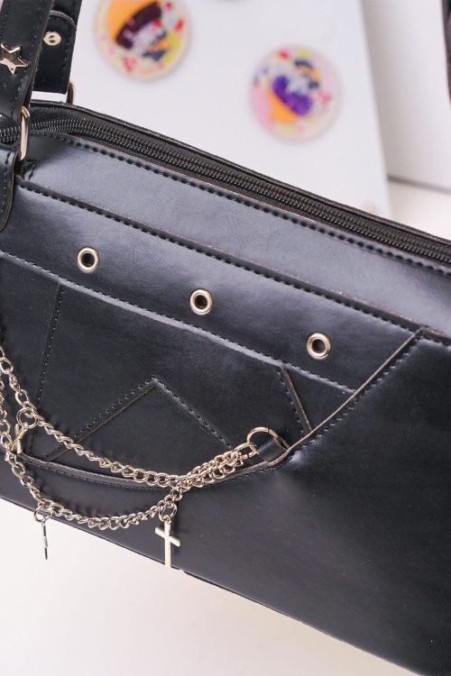 Black Convertible Ita Bag with Clear Window for Pin Display