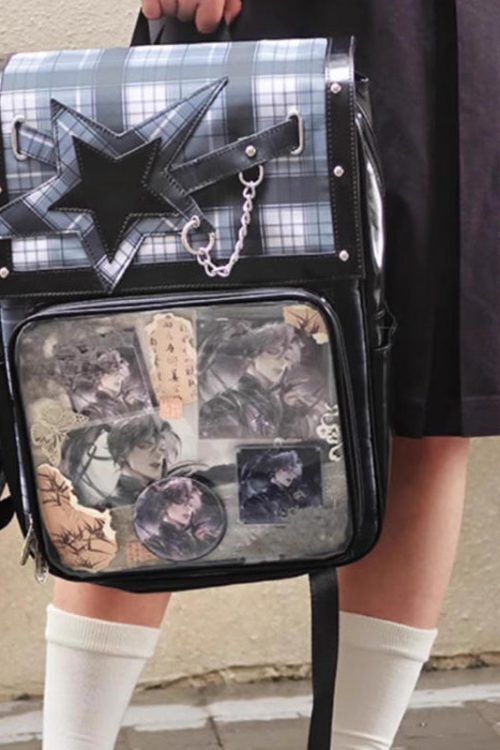 Black Ita Backpack with Clear Window for Plushies and Pins