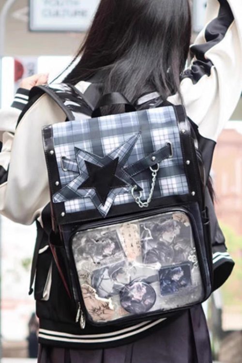 Black Ita Backpack with Clear Window for Plushies and Pins