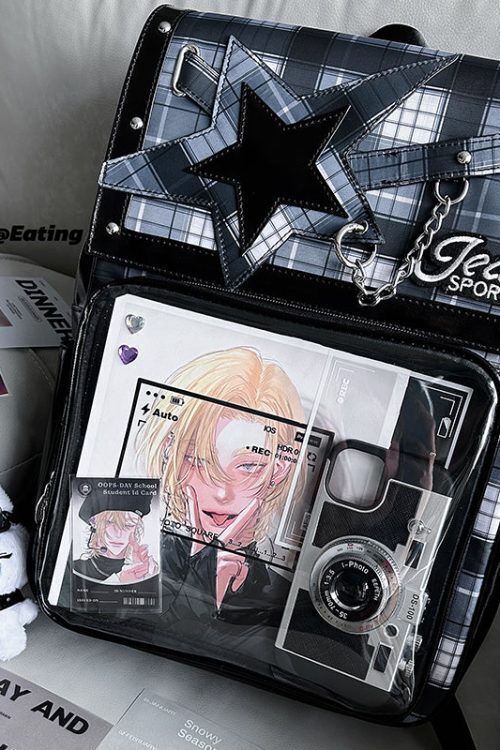 Black Ita Backpack with Clear Window for Plushies and Pins