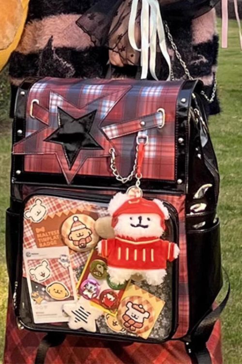 Black Ita Backpack with Clear Window for Plushies and Pins