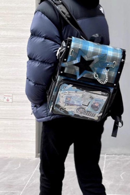 Black Ita Backpack with Clear Window for Plushies and Pins