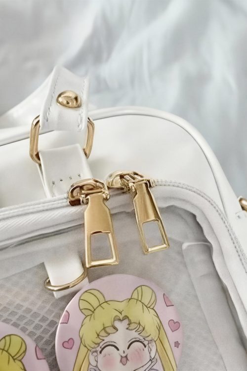 Black Ita Shoulder Bag with Clear Window for Plushies and Pins