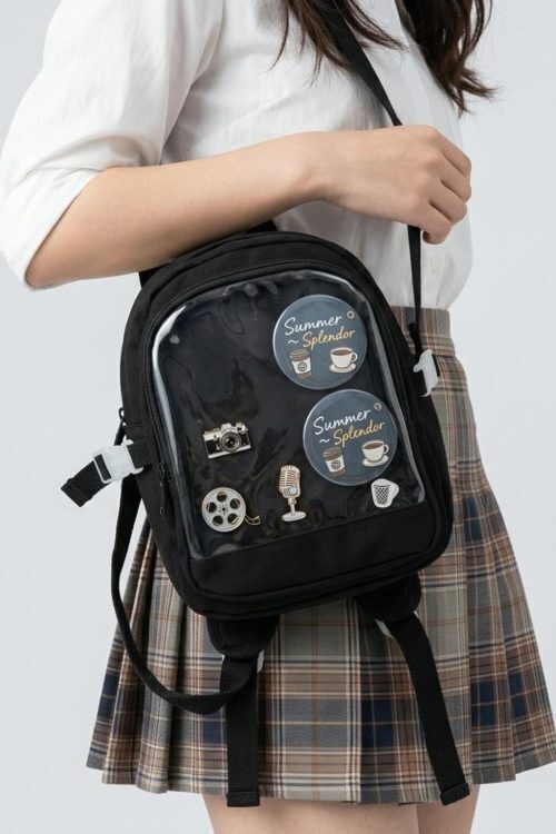 Black Kawaii Convertible Ita Bag for Pin Display