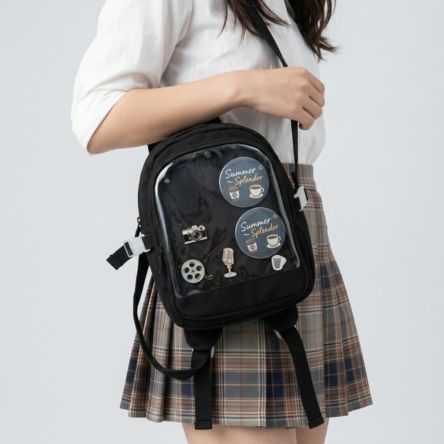 Black Kawaii Convertible Ita Bag for Pin Display Black Kawaii Convertible Ita Bag for Pin Display