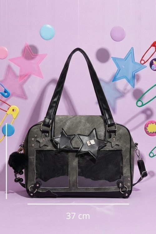 Black Kawaii Convertible Ita Bag for Pin Display