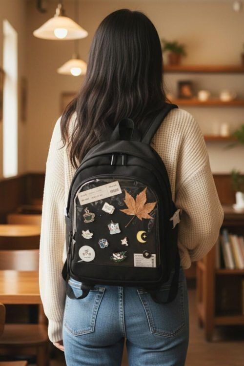 Black Kawaii Convertible Ita Bag for Pin Display