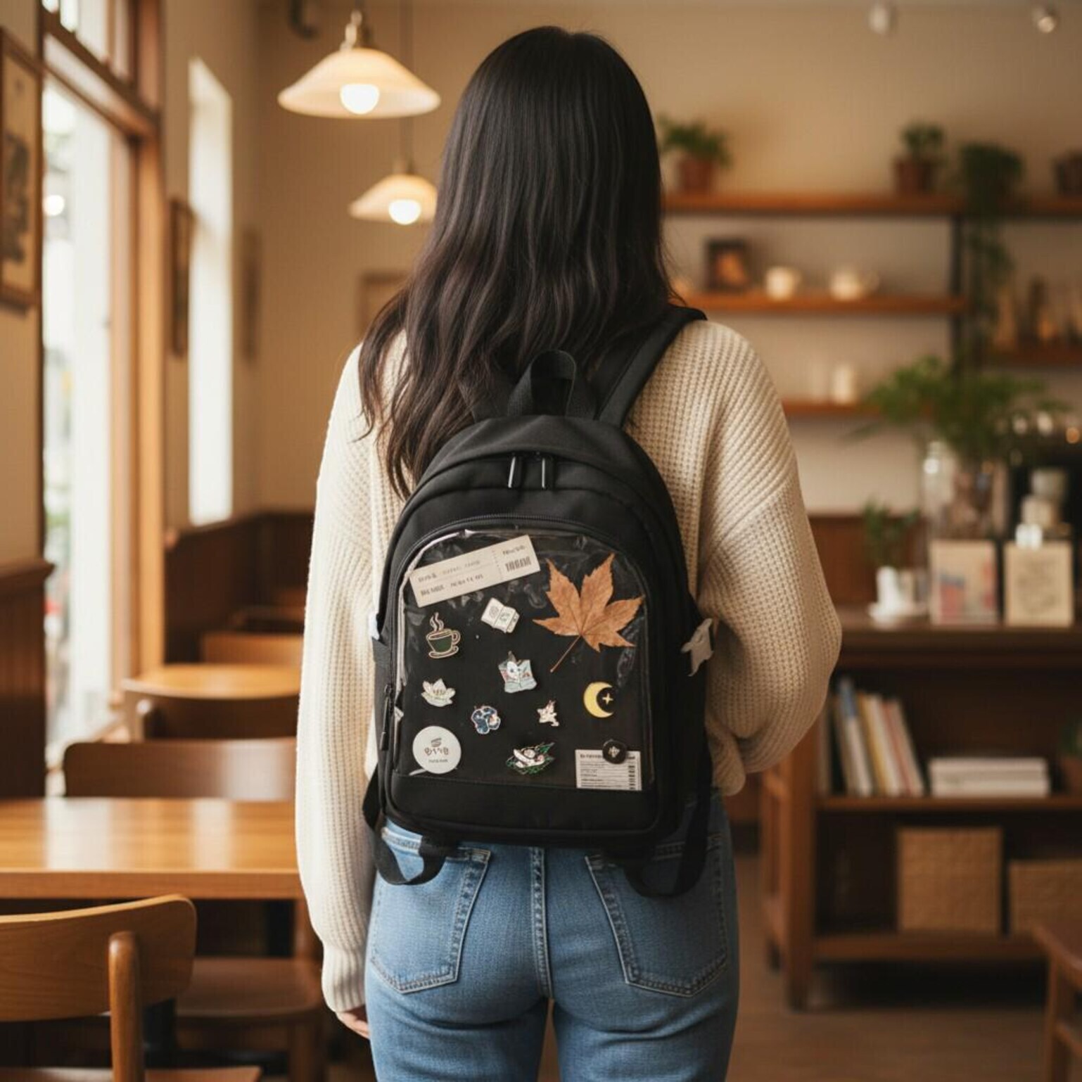 Black Kawaii Convertible Ita Bag for Pin Display Black Kawaii Convertible Ita Bag for Pin Display