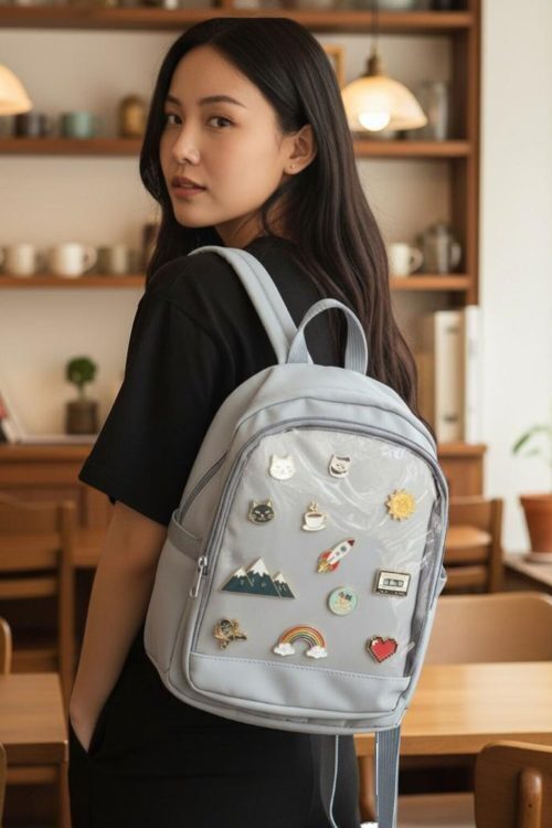 Black Kawaii Convertible Ita Bag for Pin Display