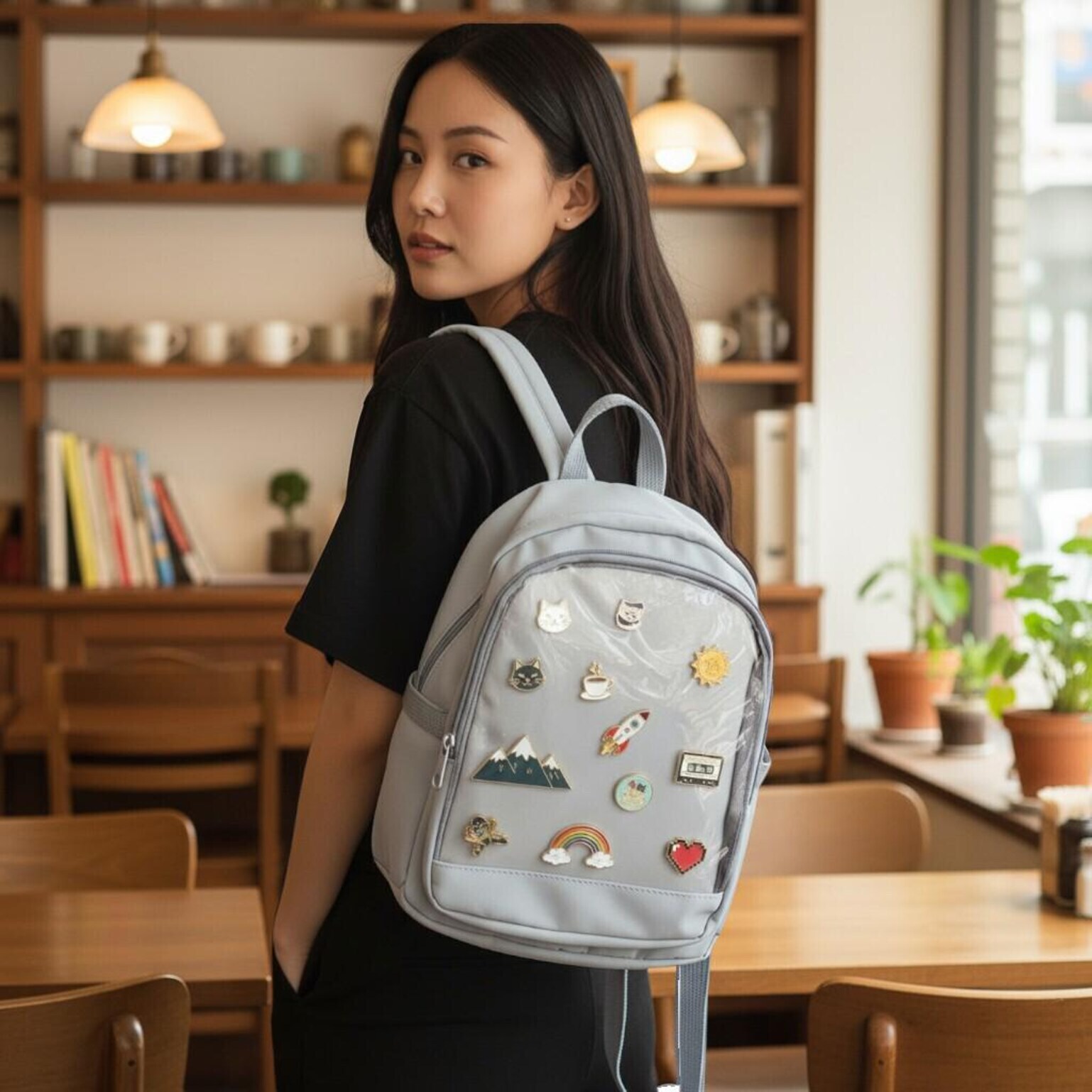 Black Kawaii Convertible Ita Bag for Pin Display Black Kawaii Convertible Ita Bag for Pin Display