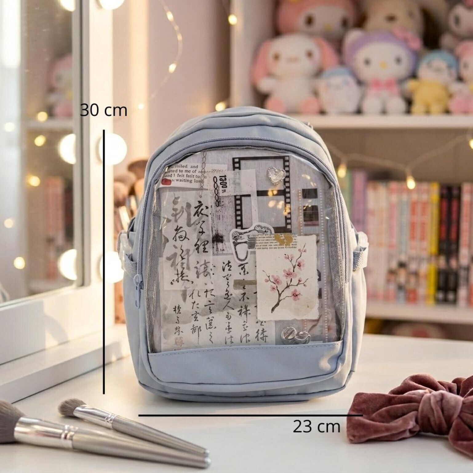 Black Kawaii Convertible Ita Bag for Pin Display Black Kawaii Convertible Ita Bag for Pin Display