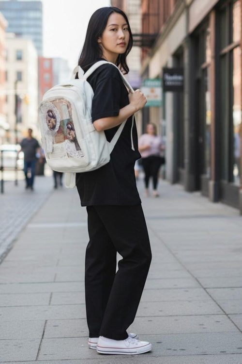 Black Kawaii Convertible Ita Bag for Pin Display