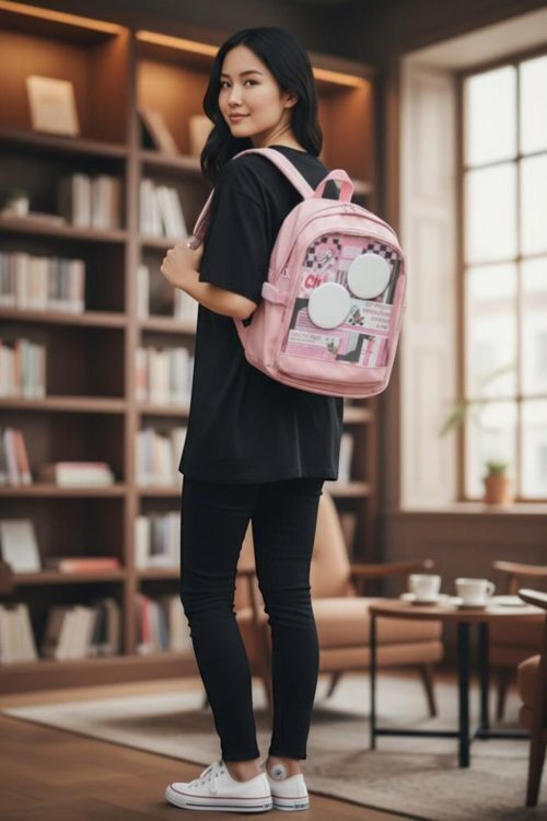 Black Kawaii Convertible Ita Bag for Pin Display