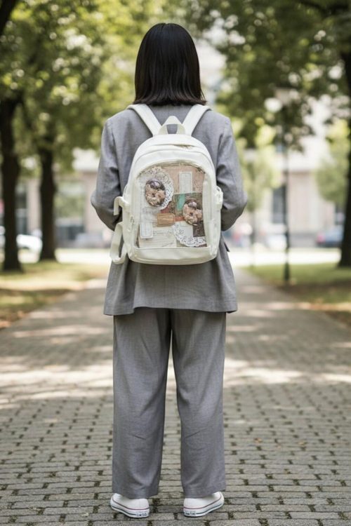 Black Kawaii Convertible Ita Bag for Pin Display