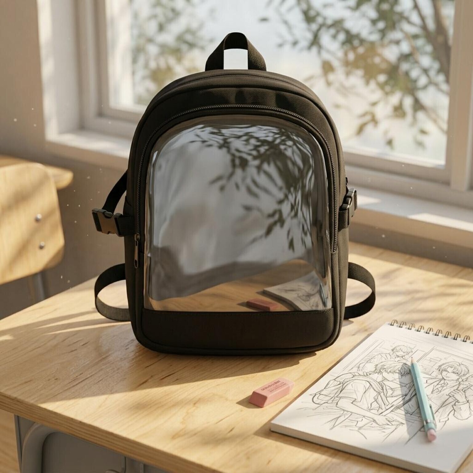 Black Kawaii Convertible Ita Bag for Pin Display Black Kawaii Convertible Ita Bag for Pin Display