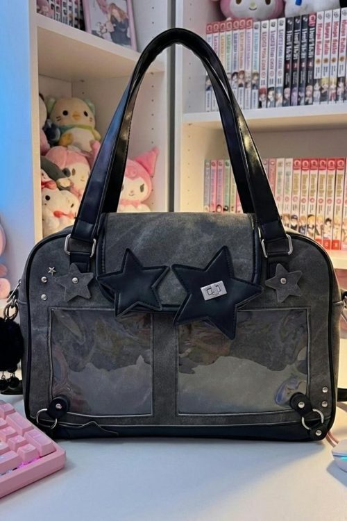 Black Kawaii Convertible Ita Bag for Pin Display