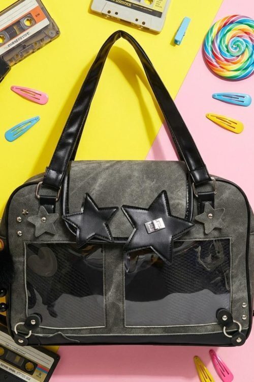 Black Kawaii Convertible Ita Bag for Pin Display