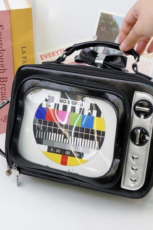 Black Kawaii Convertible Ita Bag with Clear Window for Photocards and Pins