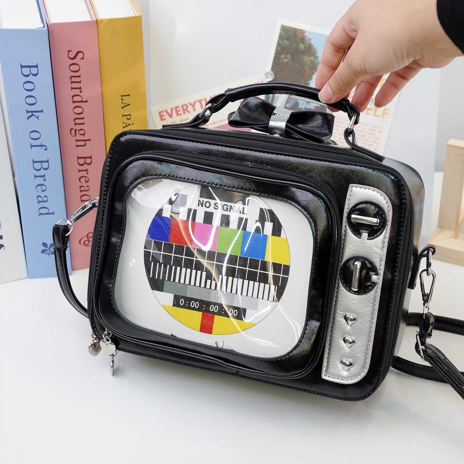 Black Kawaii Convertible Ita Bag with Clear Window for Photocards and Pins Black Kawaii Convertible Ita Bag with Clear Window for Photocards and Pins