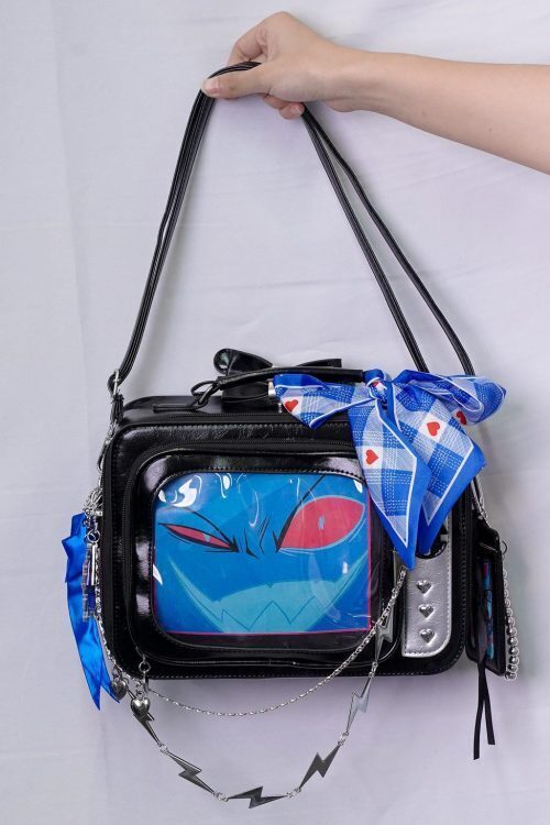 Black Kawaii Convertible Ita Bag with Clear Window for Photocards and Pins