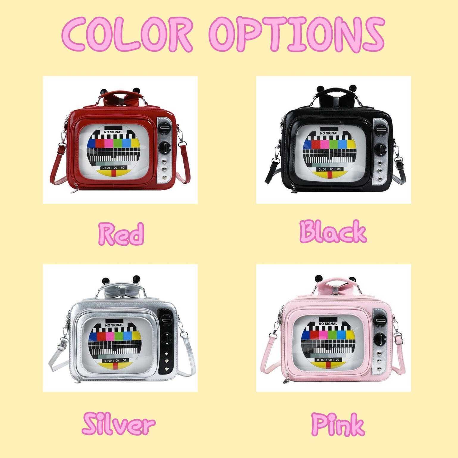 Black Kawaii Convertible Ita Bag with Clear Window for Photocards and Pins Black Kawaii Convertible Ita Bag with Clear Window for Photocards and Pins