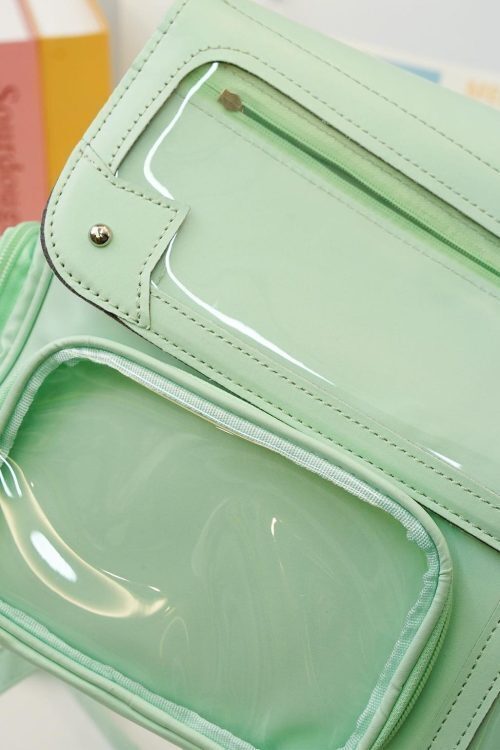 Black Kawaii Convertible Ita Bag with Clear Window for Photocards and Pins