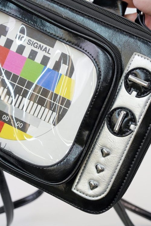 Black Kawaii Convertible Ita Bag with Clear Window for Photocards and Pins