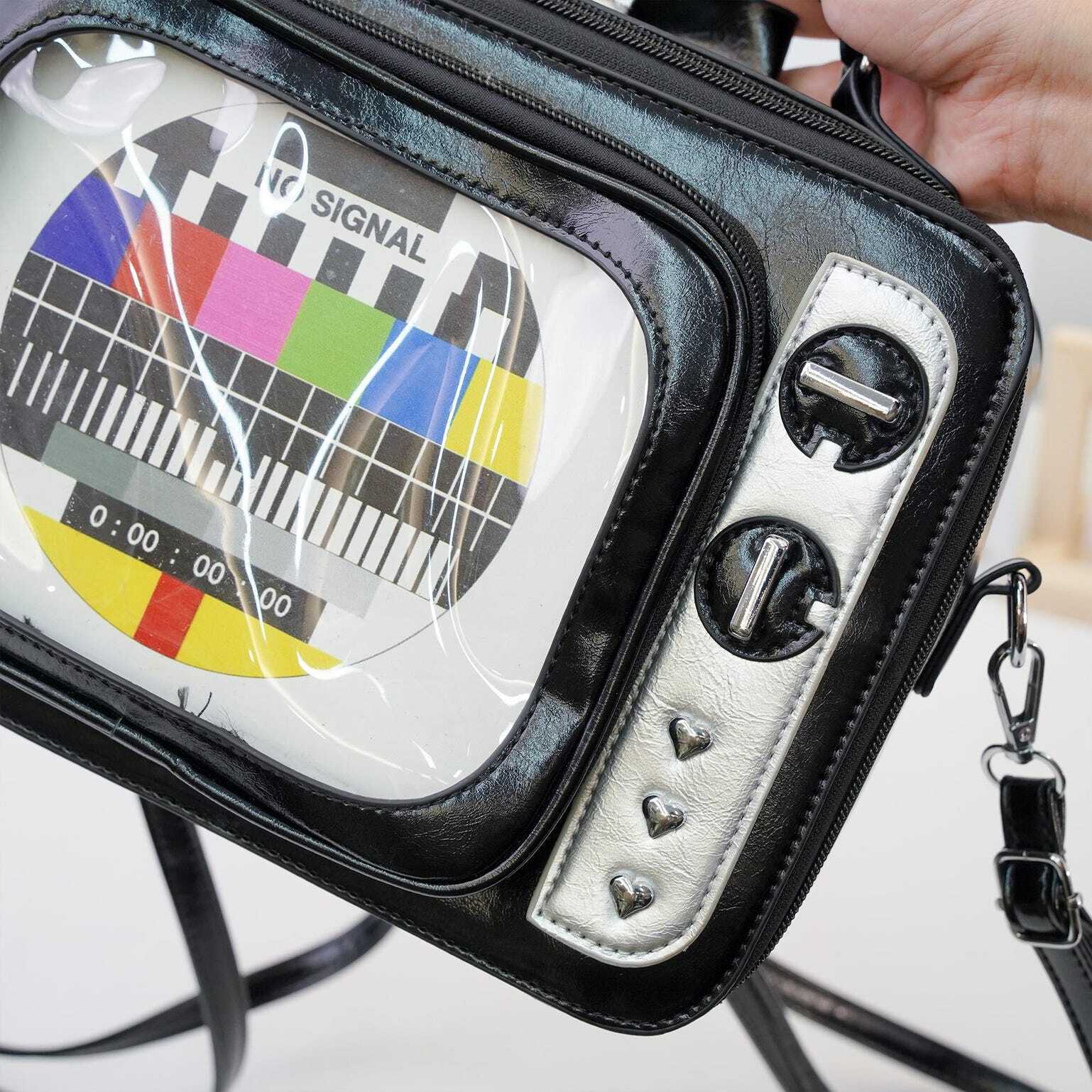 Black Kawaii Convertible Ita Bag with Clear Window for Photocards and Pins Black Kawaii Convertible Ita Bag with Clear Window for Photocards and Pins