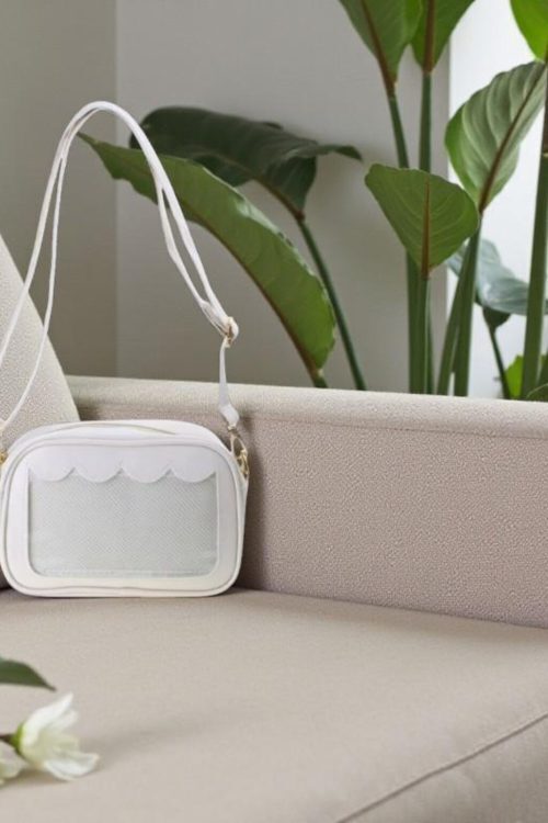 Black Kawaii Convertible Ita Bag with Clear Window for Pin Display