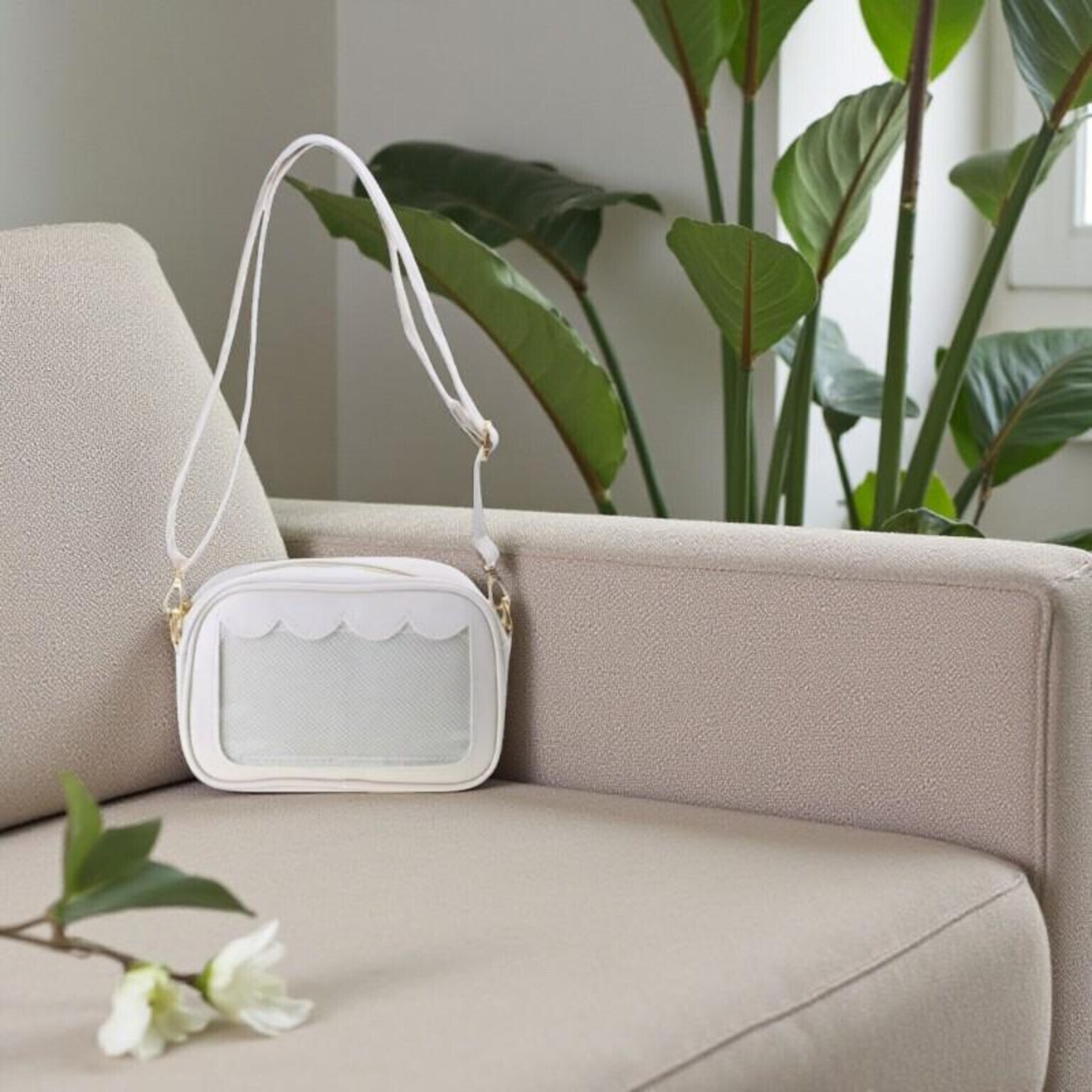 Black Kawaii Convertible Ita Bag with Clear Window for Pin Display Black Kawaii Convertible Ita Bag with Clear Window for Pin Display