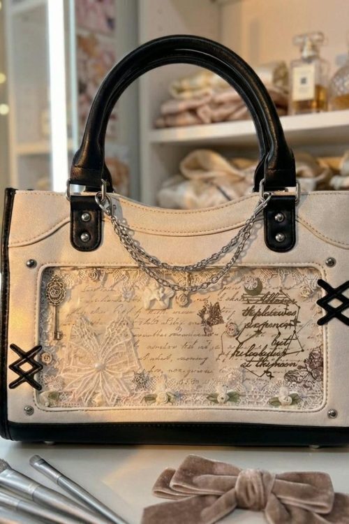 Black Kawaii Convertible Ita Bag with Clear Window for Pin Display