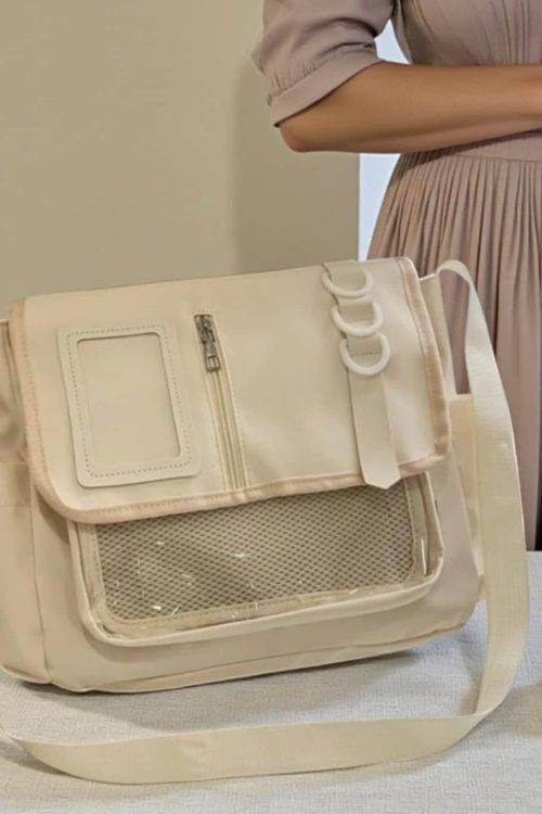 Black Kawaii Convertible Ita Bag with Clear Window for Pin Display