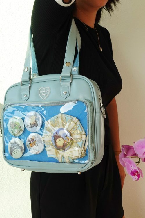Black Kawaii Convertible Ita Bag with Clear Window for Pin Display