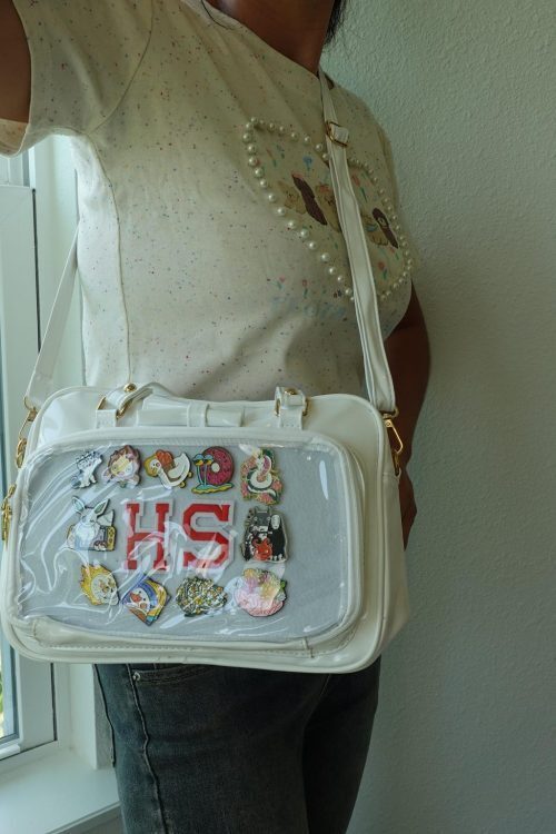 Black Kawaii Convertible Ita Bag with Clear Window for Pin Display