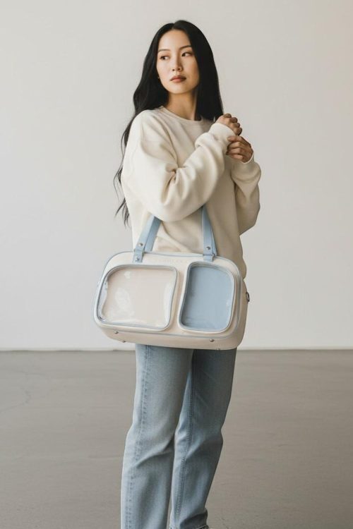 Black Kawaii Convertible Ita Bag with Clear Window for Pin Display