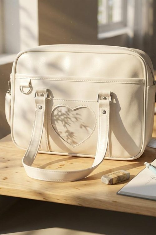 Black Kawaii Convertible Ita Bag with Clear Window for Pin Display