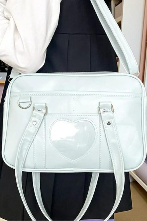 Black Kawaii Convertible Ita Bag with Clear Window for Pin Display