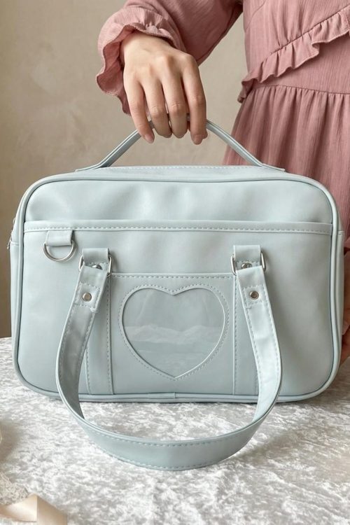 Black Kawaii Convertible Ita Bag with Clear Window for Pin Display