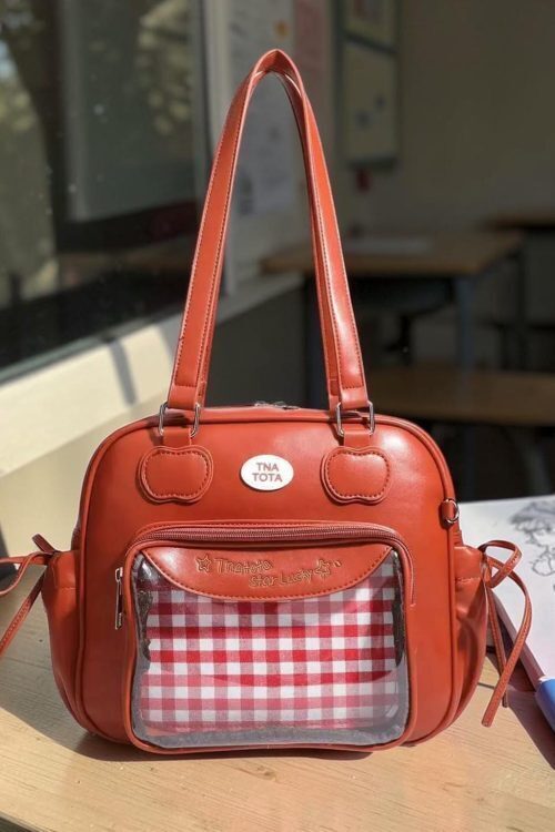 Black Kawaii Convertible Ita Bag with Clear Window for Pin Display