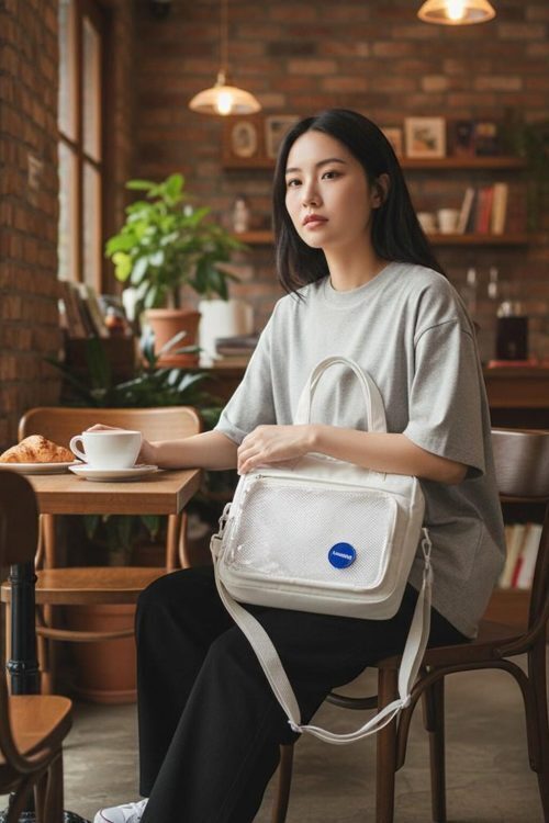 Black Kawaii Convertible Ita Bag with Clear Window for Pin Display