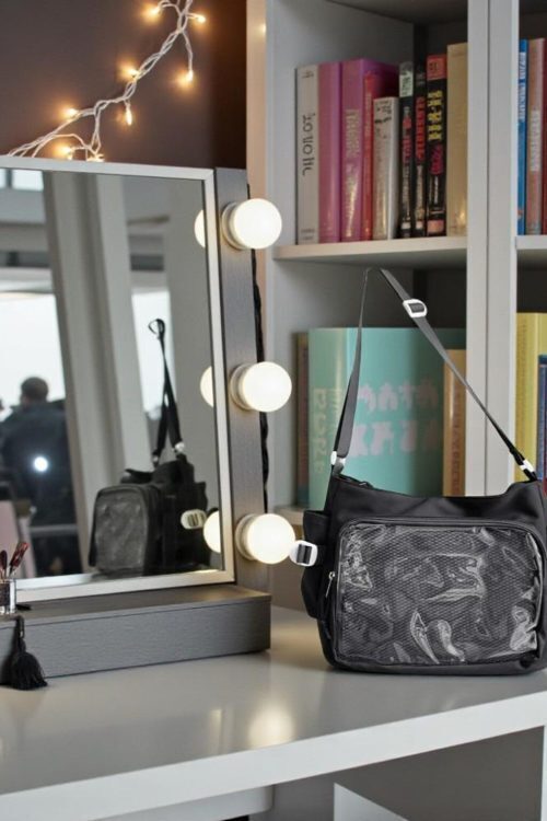 Black Kawaii Convertible Ita Bag with Clear Window for Pin Display